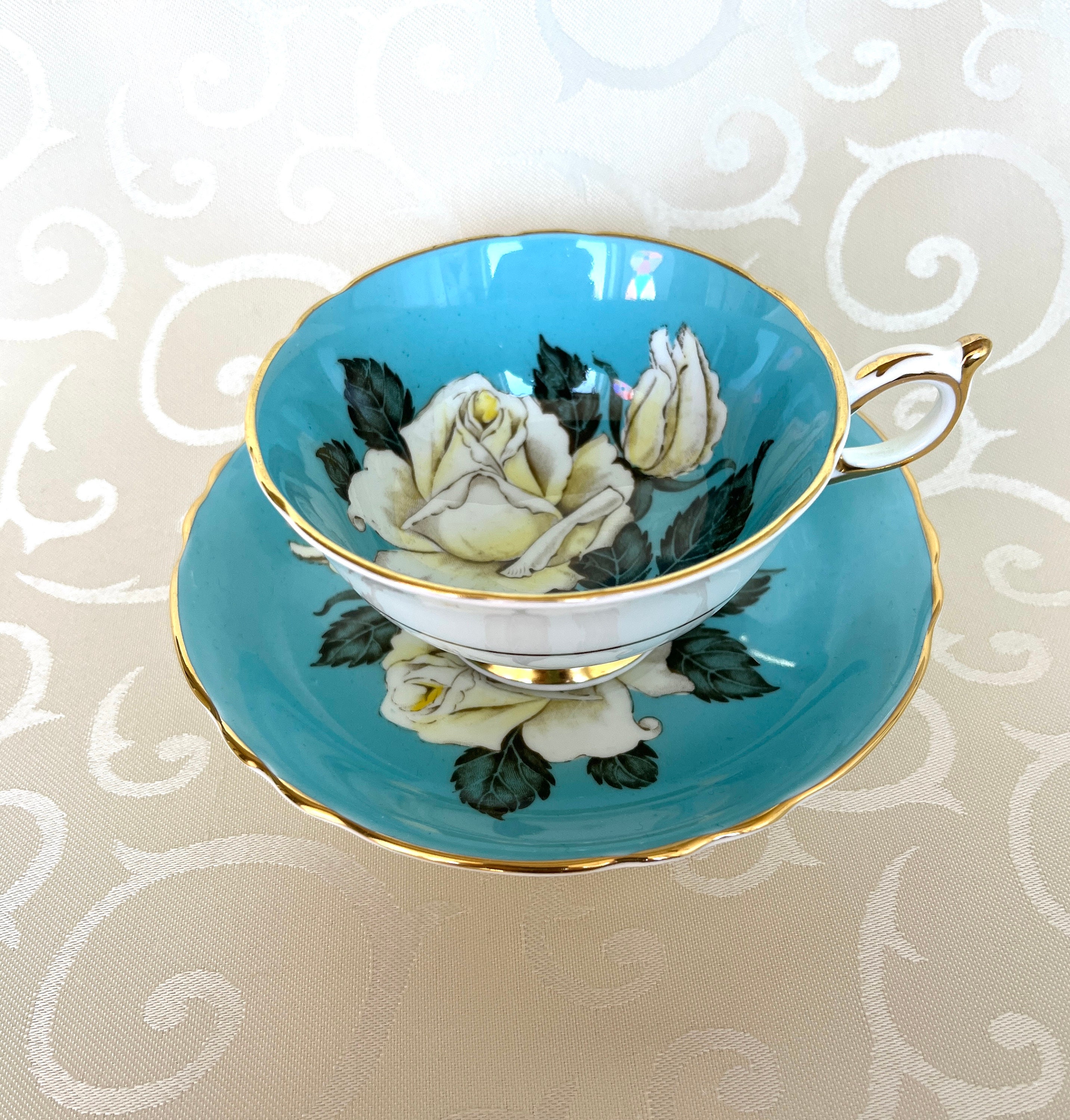 Elegant Flower Pattern Tea Cup With Coaster And Spoon Clear - Temu