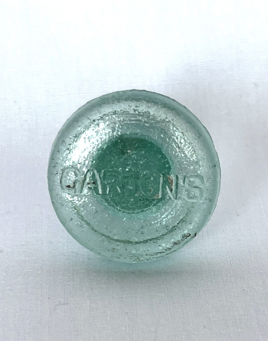 Antique Garton's Glass Bottle Stopper Aqua Glass Stopper for HP Sauce