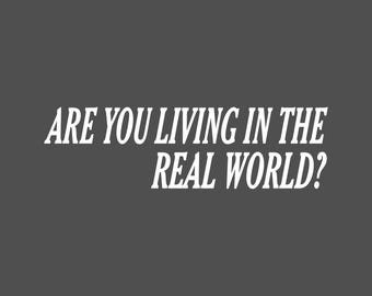 Are you living in the real world? vinyl decal, assorted sizes and colors - Free shipping!