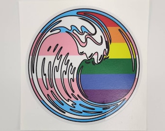 Pride flags surf sticker - Trans LGBTQ+ Pride - design collaboration with Skate Party