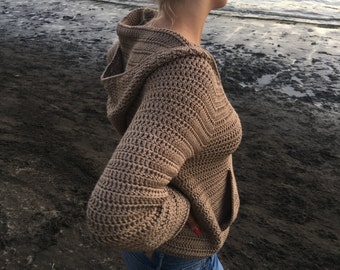 CROCHET PATTERN Aspen Hooded Sweater Sizes S-3X