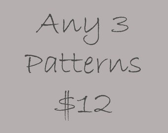 CROCHET PATTERNS Discount Bundle Package ~ Any 3 Patterns for 12.00 ~ PDFs