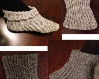CROCHET PATTERN Short or Cuffed Slippers in 11 Sizes Baby Toddler Child Women's Men's Instant Download PDF