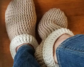 CROCHET PATTERN Boyfriend Slippers Women's Sizes 5-12 and Men's Sizes 6-15 Instant Download PDF