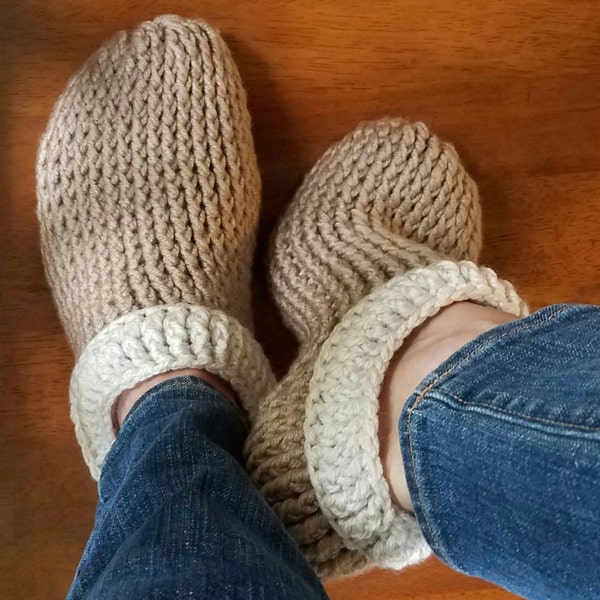 CROCHET PATTERN Boyfriend Slippers Women's Sizes 5-12 and Men's Sizes 6-15 Instant Download PDF