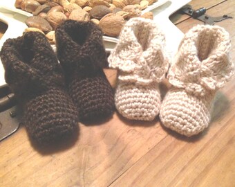 CROCHET PATTERN Easy Shawl-Collar Baby Bootie Slippers 0-12 mos Instant Download PDF