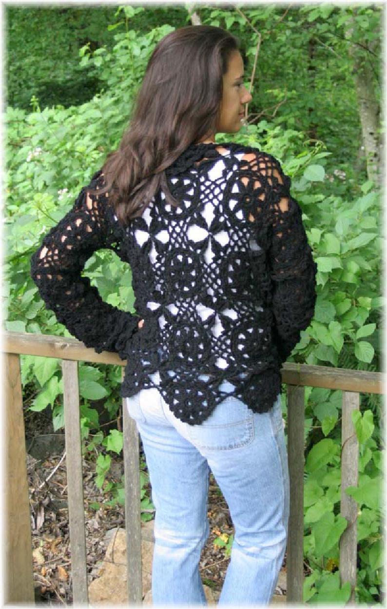 Women's Scalloped Edge Daisy Motif Sweater Cardigan | Etsy