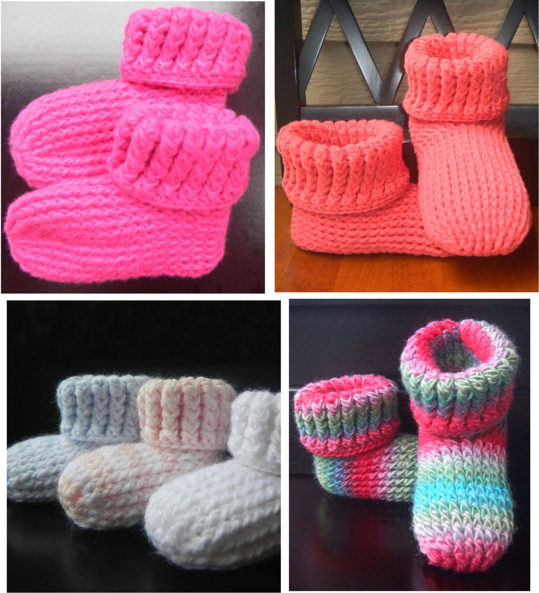 CROCHET PATTERN Knit Look Slipper Boots Trio 3 Patterns All