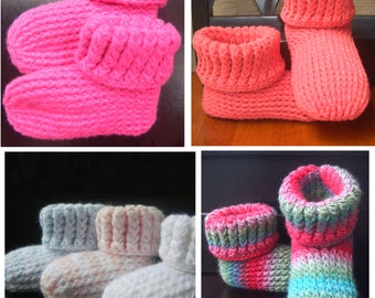 CROCHET PATTERN Knit Look Slipper Boots Trio - 3 Patterns, All Sizes Newborn to Adult 11/12 Instant Download PDF