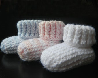 CROCHET PATTERN Knit Look Baby Booties/Slippers (4 sizes Baby 0-24 months) Instant Download PDF