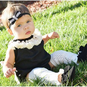 Boho black linen romper - Vintage-inspired - Baby Clothes - Bohemian - Limited Edition - handmade - made to order - birthday