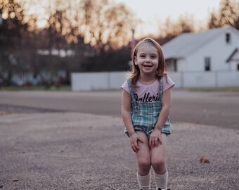 Bloomers with straps - Aqua and grey Plaid - Baby Girl Clothes - Toddler girl clothes - Handmade - Bloomeralls