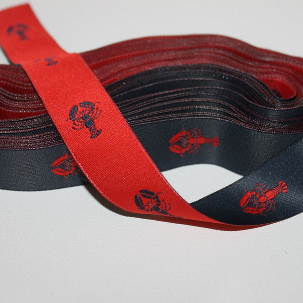 7/8" Wide Lobster Jacquard Ribbon