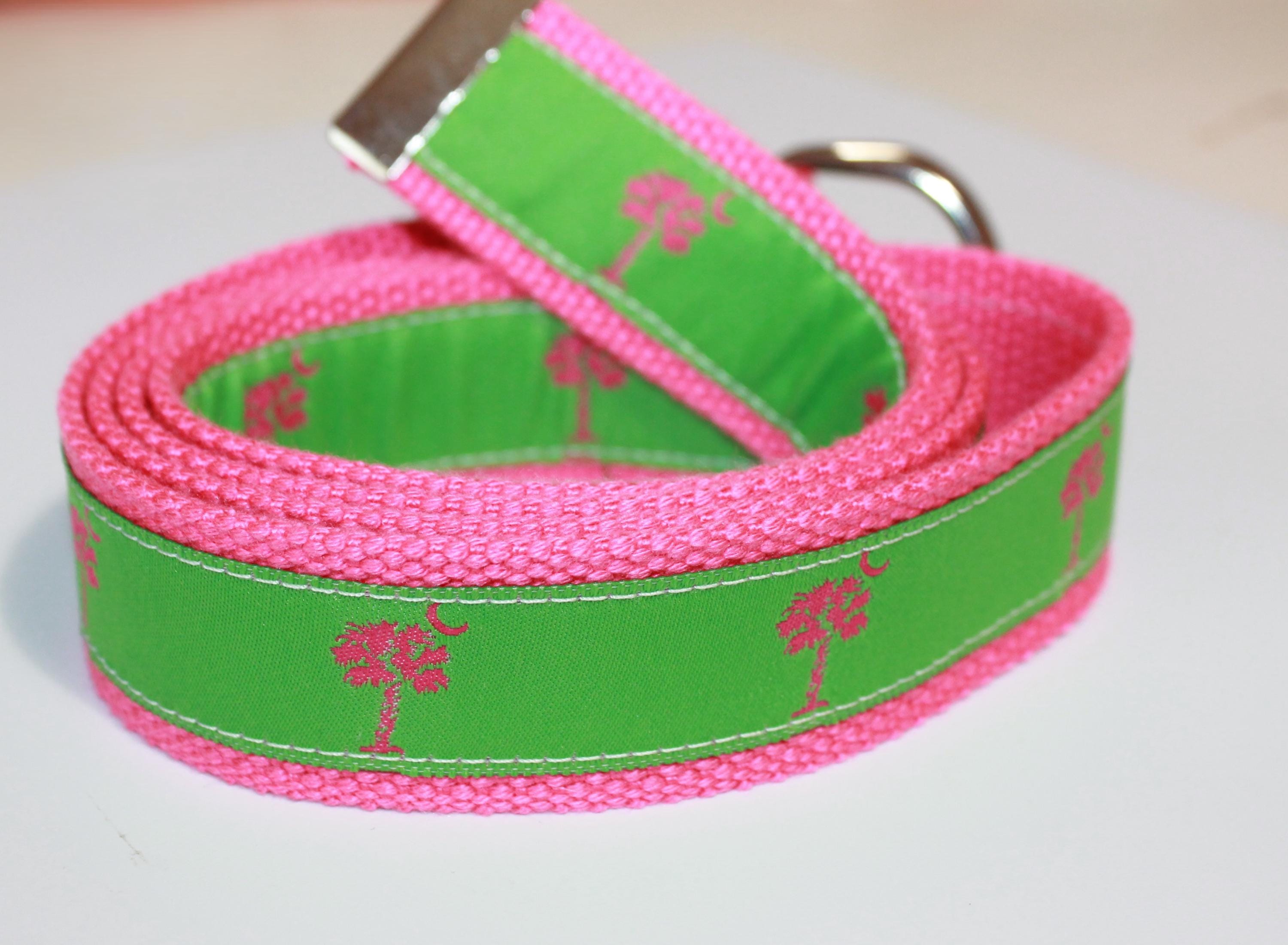 Palmetto Pink and Green Belt, Kids and Adult Size Adjustable  display picture 1