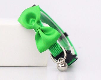 Red or Green Cat Collar with Bell- Easy Breakaway
