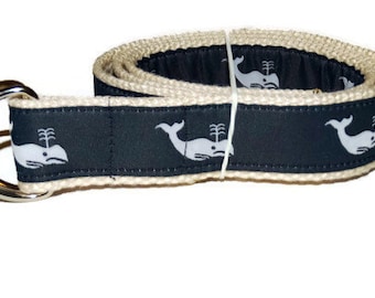 Nautical Whale Belt, Navy and Ivory Adjustable Belt for Kids and Adults