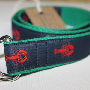 Preppy Lobster Belt for Children-Green Webbing
