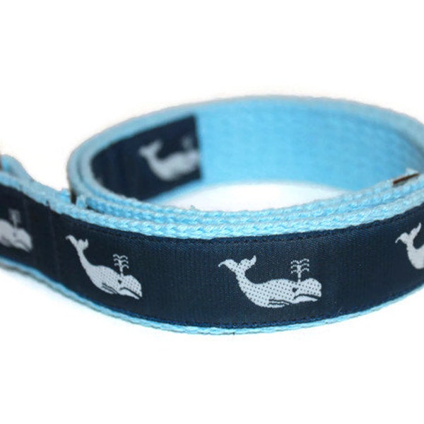 Children's Preppy Blue and White Whale Belt for Boys and Girls