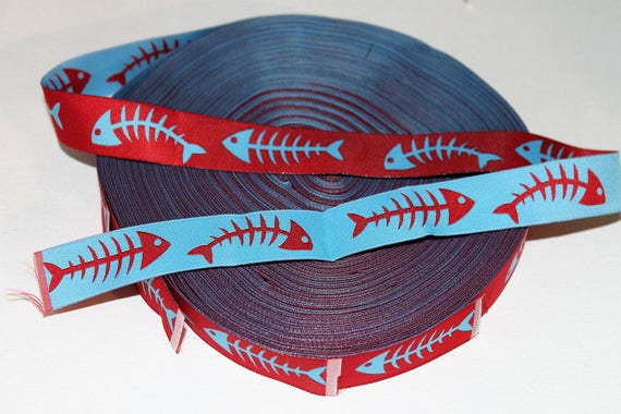 Jacquard Webbing: Red & Blue Jacquard Webbing: Red & Blue