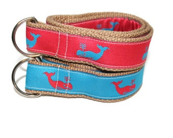 Children's Preppy Coral and Blue Whale Belt for Boys and Girls-Multiple Colors