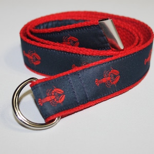 Preppy Lobster Belt for Children-Red and Blue Webbing
