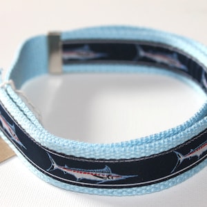 Blue Marlin Fish Adjustable Belt for Children/Toddler- Light Blue Webbing
