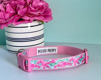 Preppy Lobster Dog Collar: Adjustable Nylon, Girl Puppy Collar