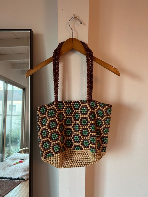 Vintage Wooden Beaded Purse