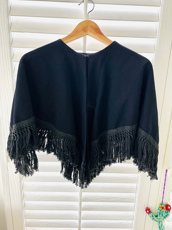 Vintage Black Cape with Fringe