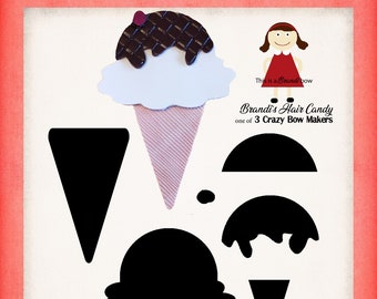 Ice cream cone snap clip template SVG and printable PDF