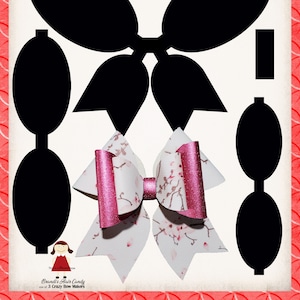 Cheer style faux leather bow template SVG and printable image 1