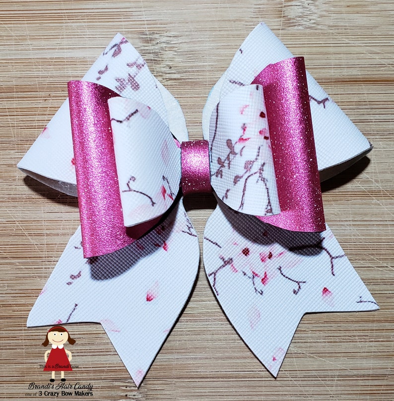Cheer style faux leather bow template SVG and printable image 2