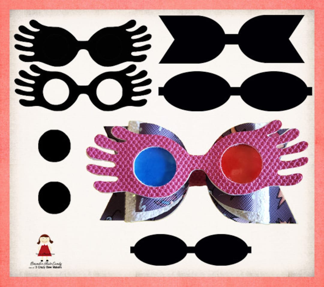 Wizard Inspired Luna Glasses Faux Leather Bow Template SVG, DXF, and Printable PDF - Etsy