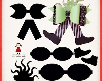 Beetlejuice inspired faux leather bow template SVG, DXF, and printable PDF