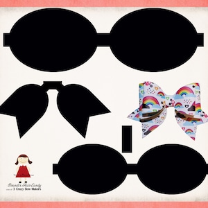 Stacked cheer style faux leather bow template SVG, DXF, and printable PDF