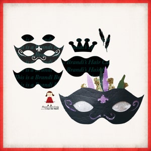 Mardi Gras Mask Snap Clip Template SVG, DXF, and Printable PDF