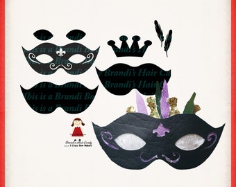 Mardi Gras Mask Snap Clip Template SVG, DXF, and Printable PDF