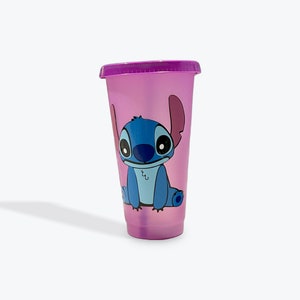 Stitch  /  purple /reusable color changing cold cup tumbler