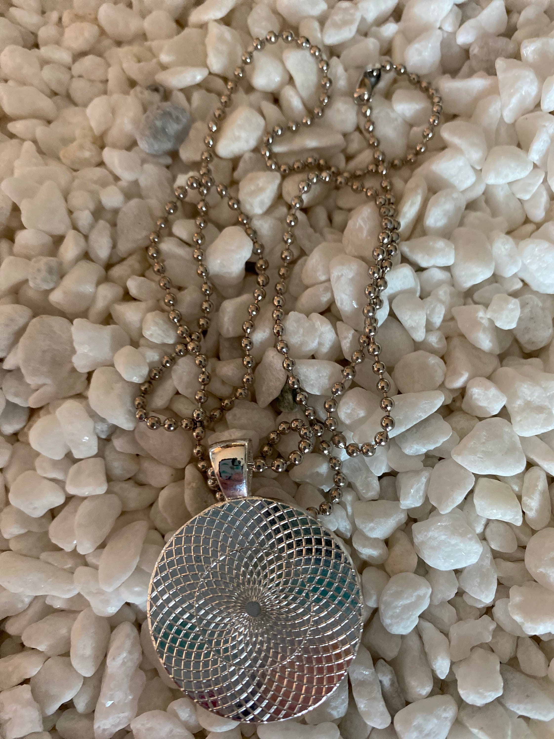 Vintage define ordinary round flat glass silver pendant | Etsy