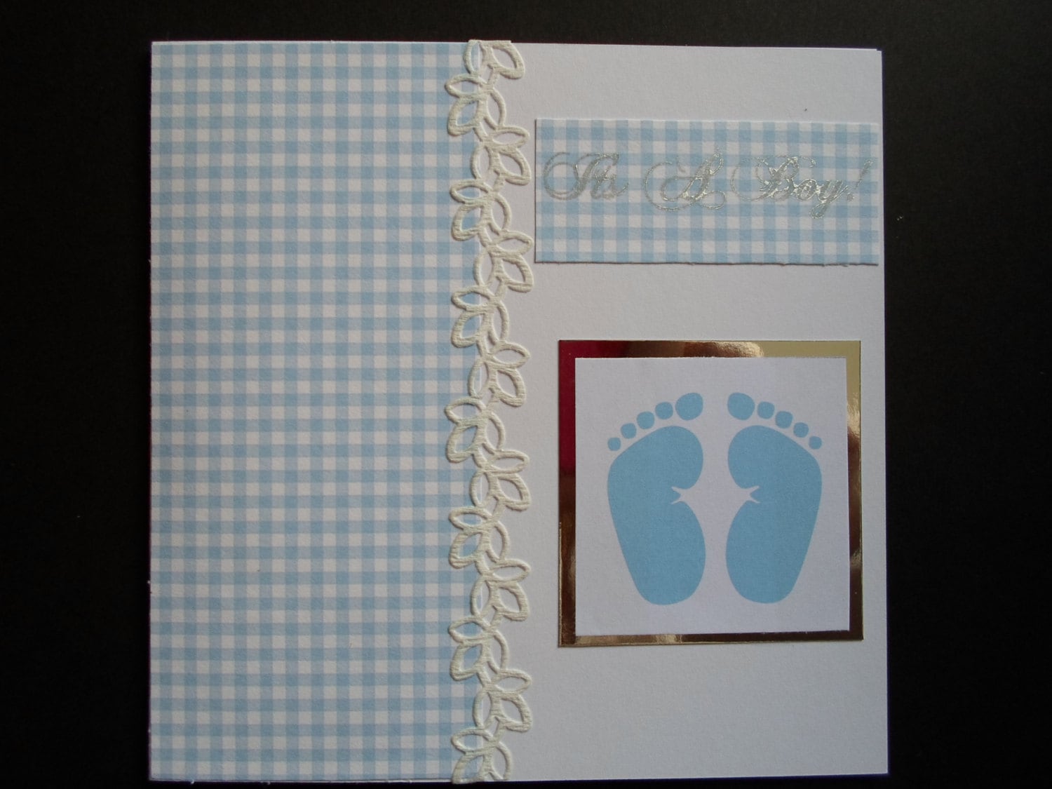 Baby Boy Footprints Congratulations Handmade Card Etsy UK