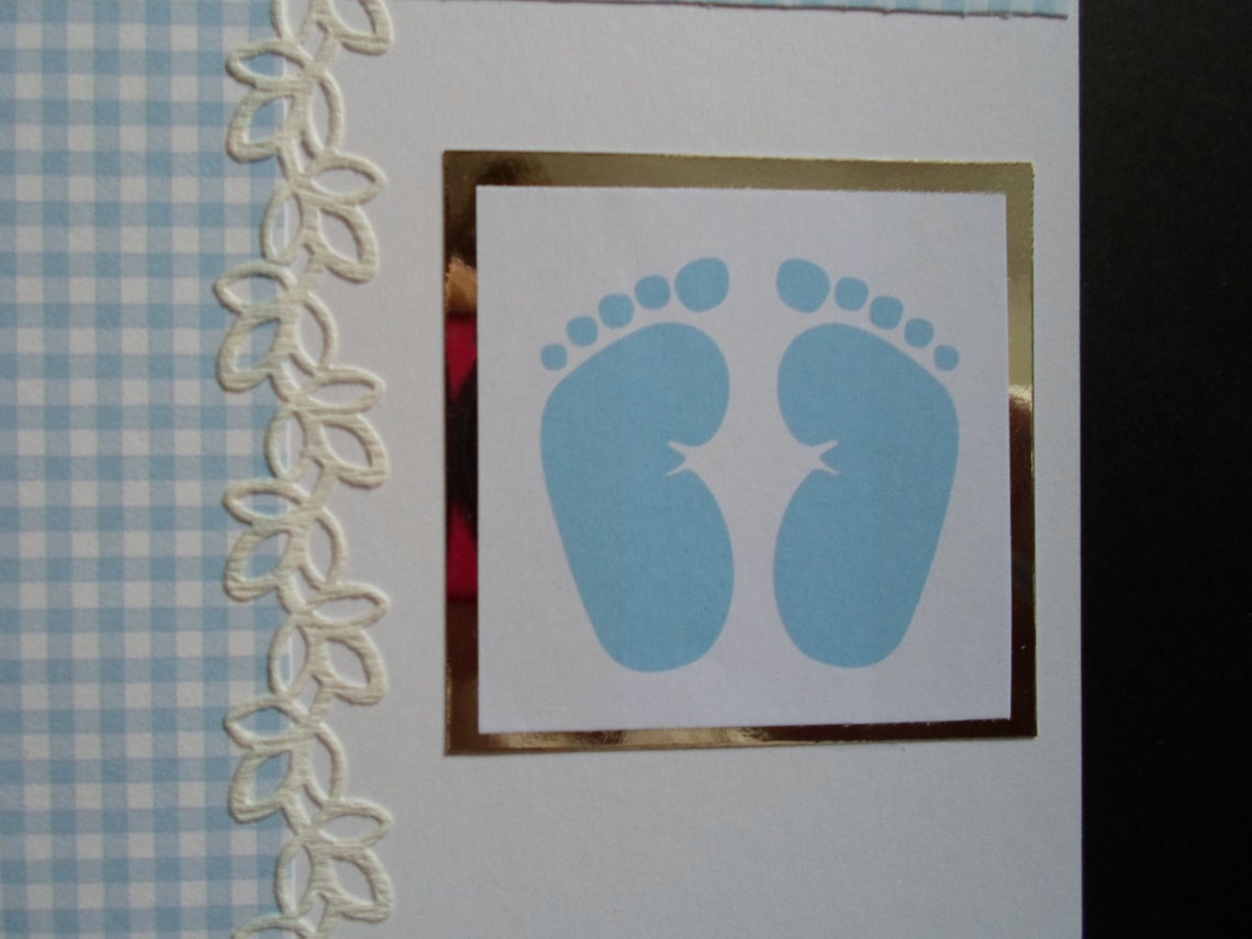 Baby Boy Footprints Congratulations Handmade Card Etsy UK