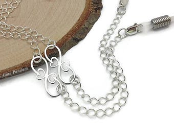 Luxury Silver Eyeglass Chain for Women, Infinity Link Glasses Chain, Sunglasses Chain Sterling Silver Eyeglasses Chain, Eye Glasses Lanyard