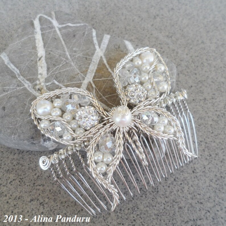 BRIDAL BUTTERFLY Hair Comb OOAK Wedding Accessory Handmade Etsy