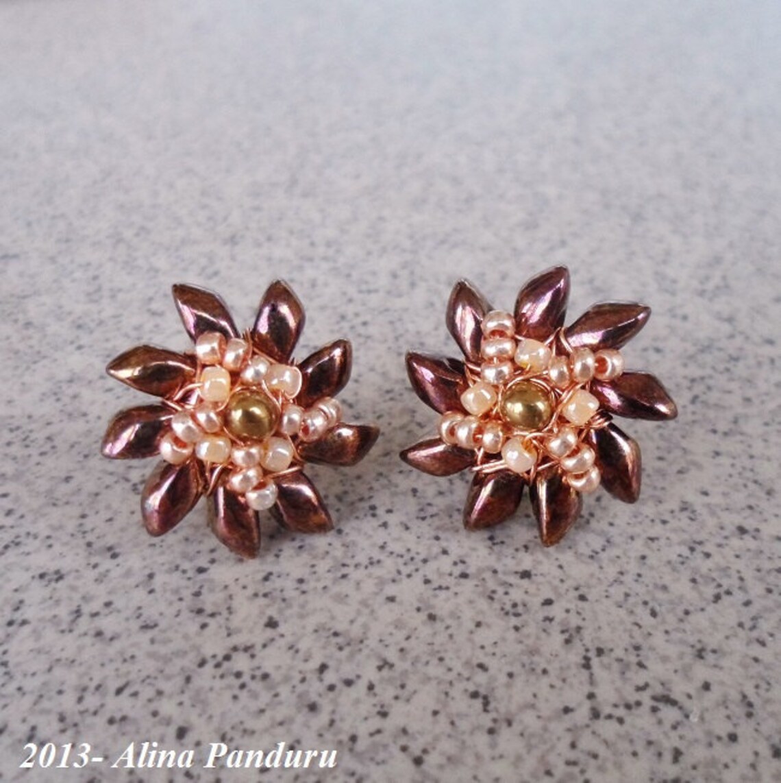 DAISY Post Earrings, Daisy Studs, Wire Wrapped Earrings, Copper Jewelry