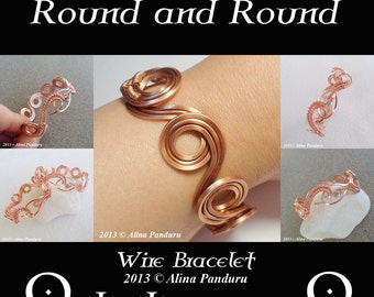 Wire Jewelry TUTORIAL ‘Round and Round’ Bracelet - Very Advanced Level Wire Wrap PDF Instructions - Handmade Wirework Metalwork Bracelet