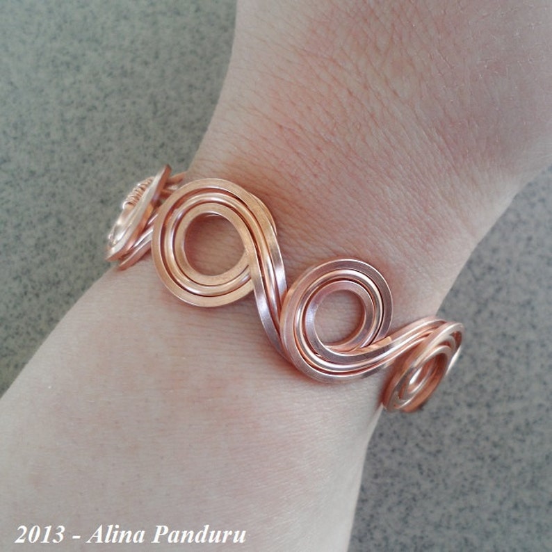 Copper Bracelet 'Round and Round' Handmade OOAK Wire | Etsy