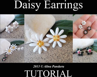 Wire Jewelry Tutorial DAISY Post Earrings (2 variations) - Intermediate PDF Instructions - Metalwork, Wirework, Wire Wrapped Flower Tutorial