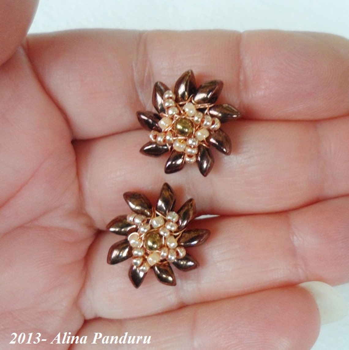 DAISY Post Earrings, Daisy Studs, Wire Wrapped Earrings, Copper Jewelry