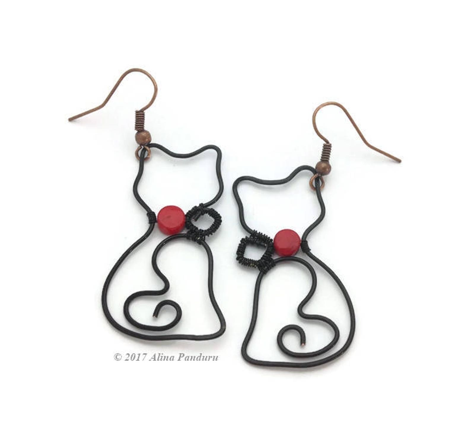 Black Cat Earrings Halloween Cat Earrings, Cute Earrings Black Kitty