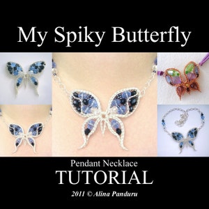 Jewelry TUTORIAL - My Spiky Butterfly - Intermediate Level Wire Wrapping PDF Instructions - Metalwork, Wirework, Pendant, Spike Technique